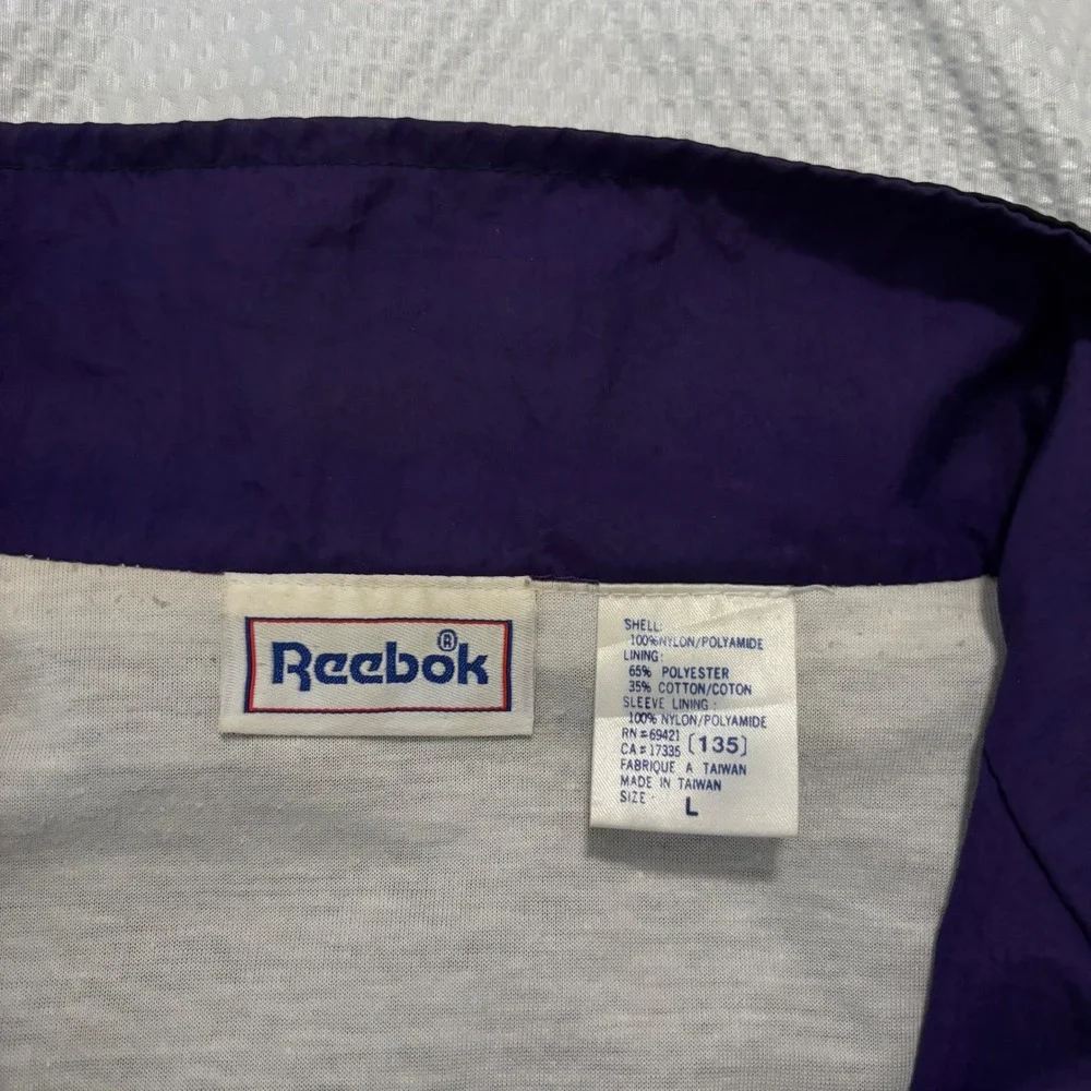 Vtg 90s Reebok Windbreaker Jacket Navy Purple Gold Colorblock Men Large‎ L
